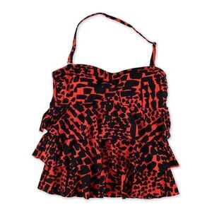 Island Escape Womens Animal Print Tiered Tankini Swim Top, NWT